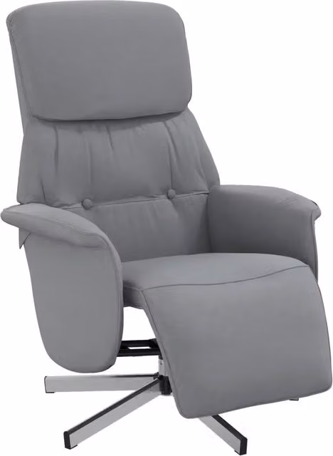 Poltrona Relax Reclinabile con Poggiapiedi e Rotazione 360 Gradi in Tessuto Grigio