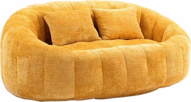 Poltrona Sacco Chicfurn con Schienale Alto e Braccioli, Divano da Pavimento per Soggiorno e Camera, Gialla, L: 150 cm, P: 95 cm, H: 63 cm