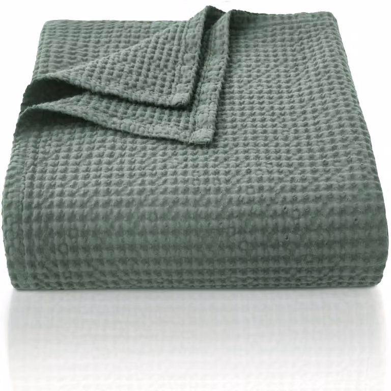 Coperta in cotone waffle, 100% cotone, dimensioni 150 x 200 cm, ideale per divano e letto