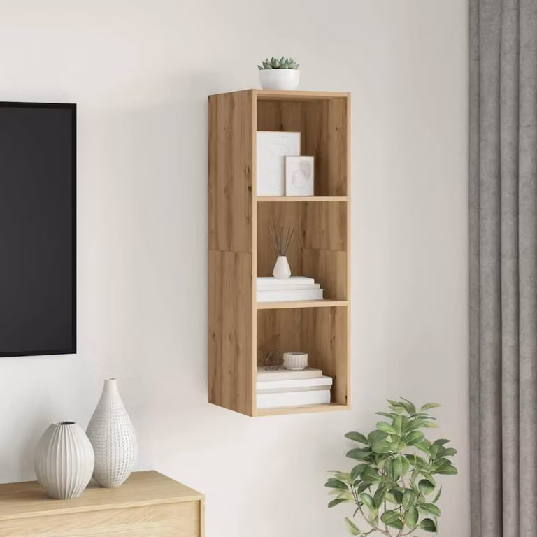 Set mobile TV moderno vidaXL in legno color rovere marrone L/P/H: 37 x 37 x 107 cm