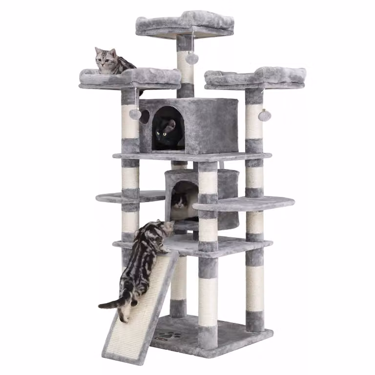 In And OutdoorMatch Tiragraffi Clyde - Per gatti - 172 cm - Grigio - Morbida amaca da letto per gatti - Gioco per gatti - Adatto a gattini piccoli