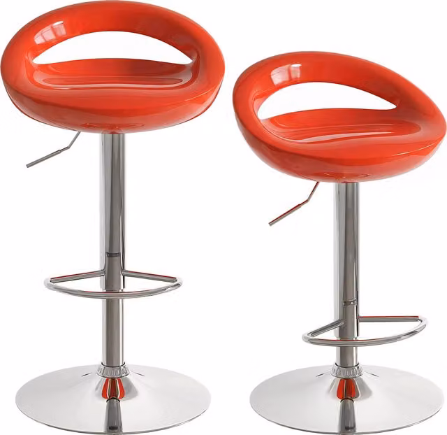 Set di 2 sgabelli da bar girevoli HOMCOM con poggiapiedi, altezza regolabile e seduta in ABS lucido, colore rosso