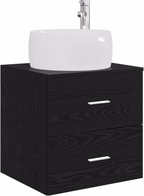 Mobile Lavabo | Armadio Lavabo da Parete Rovere Nero 49,5 x 44,5 x 66 cm