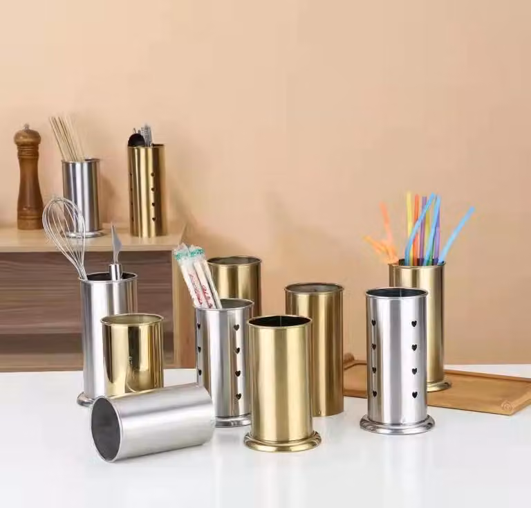 INF Portaposate - Elegante Organizer per Posate in Acciaio Inox D'argento S