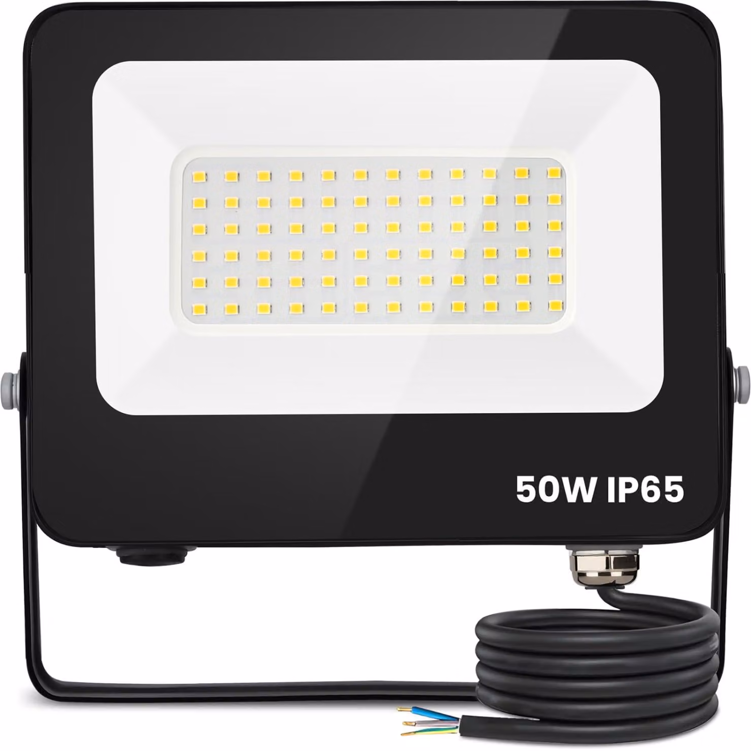 Aigostar, faretto LED da esterno, 50W, luce bianca fredda (6500K), 4500 lumen. Proiettore IP65, resistente all'acqua, ideale per illuminare giardini, garage, campi sportivi, cortili. Faretto da esterno