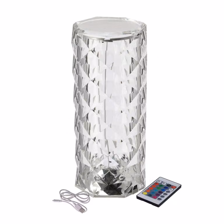 Lampada da tavolo ricaricabile Touch LED in cristallo Ø 9 x 21 cm cambio colore incl. telecomando Lampada da tavolo