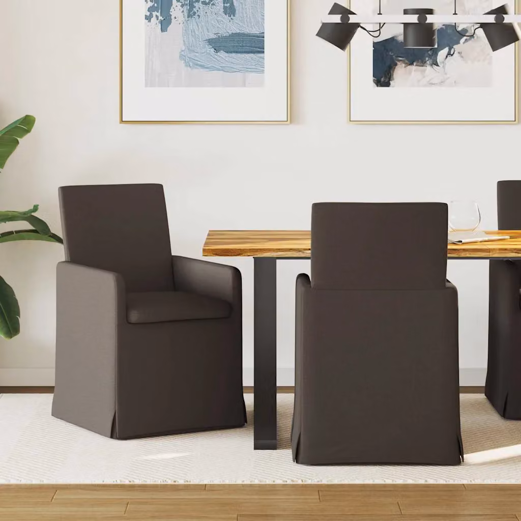 Set di 2 sedie da pranzo girevoli vidaXL in tessuto grigio con struttura in metallo e MDF, L: 57 cm, P: 68 cm, H: 94 cm – 1