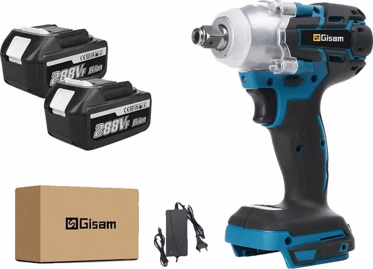 Avvitatore a impulsi elettrico, coppia 520 NM, motore brushless, 2 batterie
