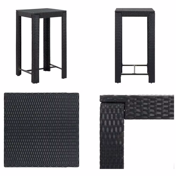 vidaXL Tavolo da bar da giardino nero 60,5x60,5x110,5 cm Poly Rattan - Tavolo da bar - Tavoli da bar - Tavolo da giardino - Tavoli da giardino