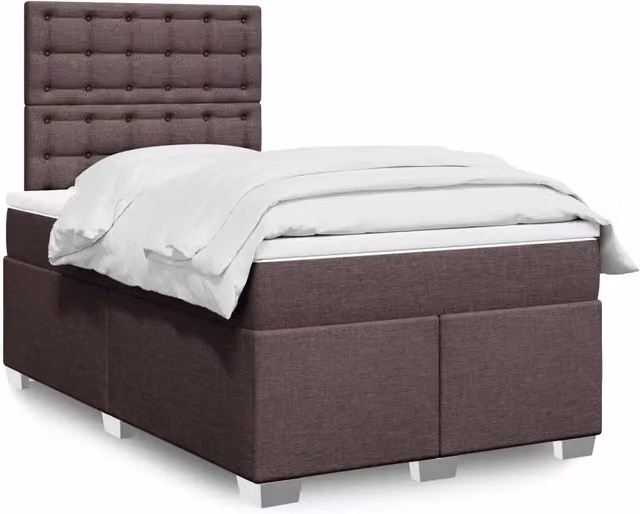 Letto Ibrido Moderno vidaXL con Materasso a Molle in Tessuto Marrone e Bianco L/P: 120 x 200 cm