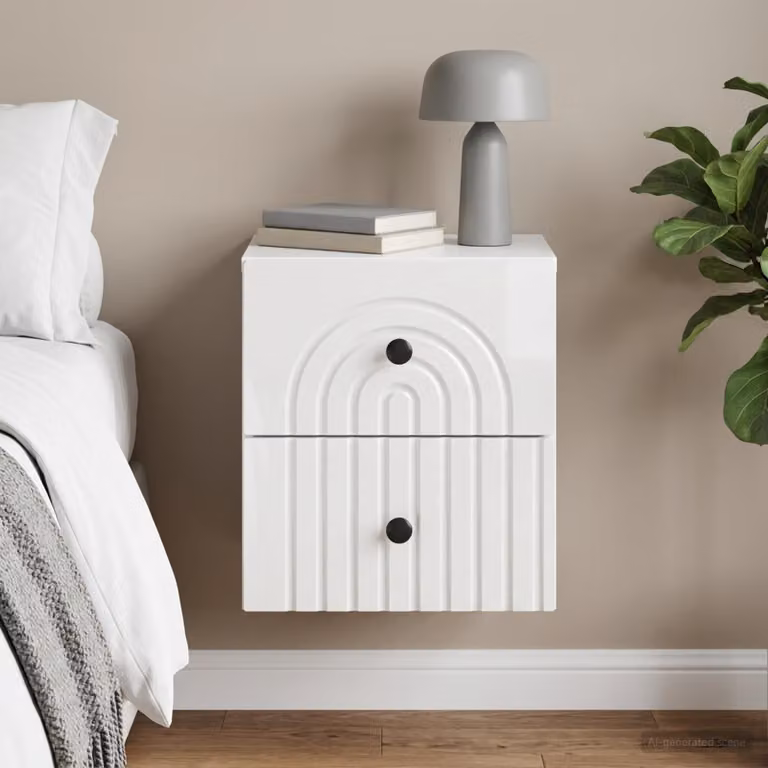 vidaXL Mobiletto da notte sospeso Bianco Lucido L 33 cm, P 34,5 cm, H 40 cm