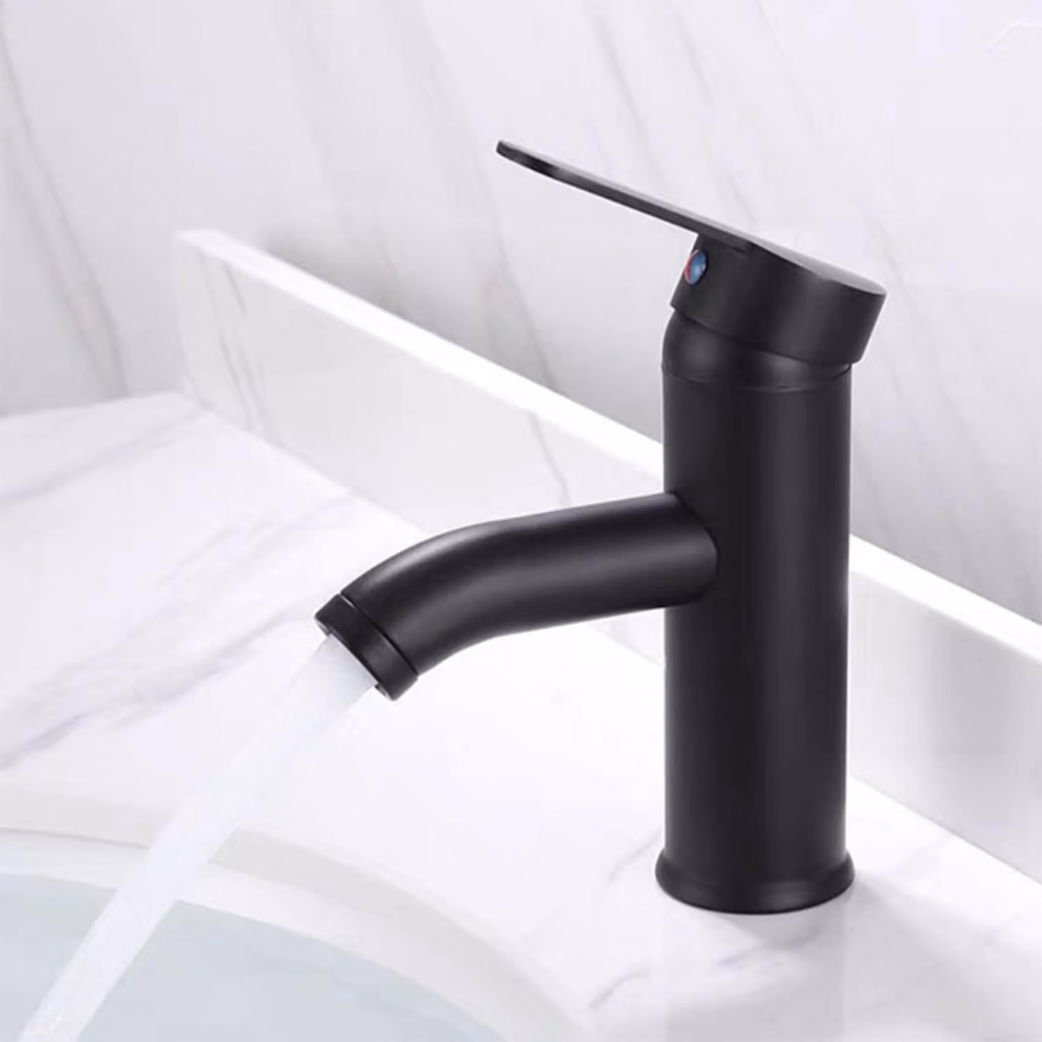 Solidchoice - Miscelatore in acciaio inossidabile con beccuccio curvo, ideale per bagno e cucina