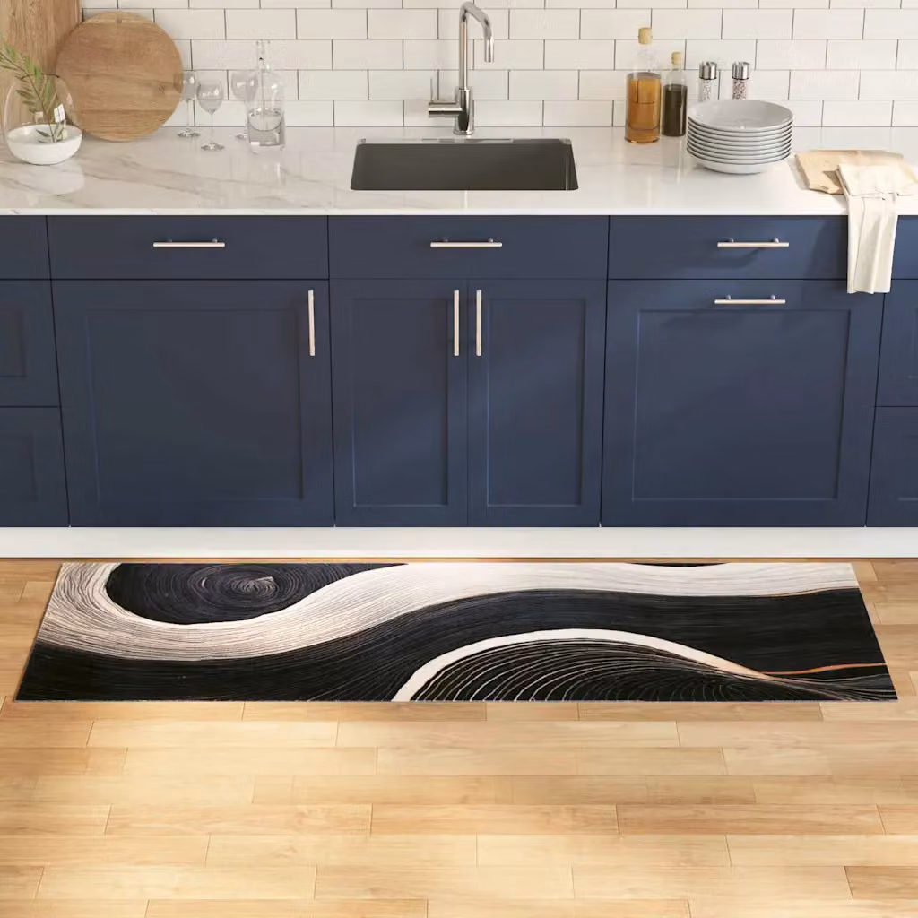 Tappeto da cucina vidaXL nero moderno in velluto lavabile e antiscivolo L: 180 cm, P: 60 cm