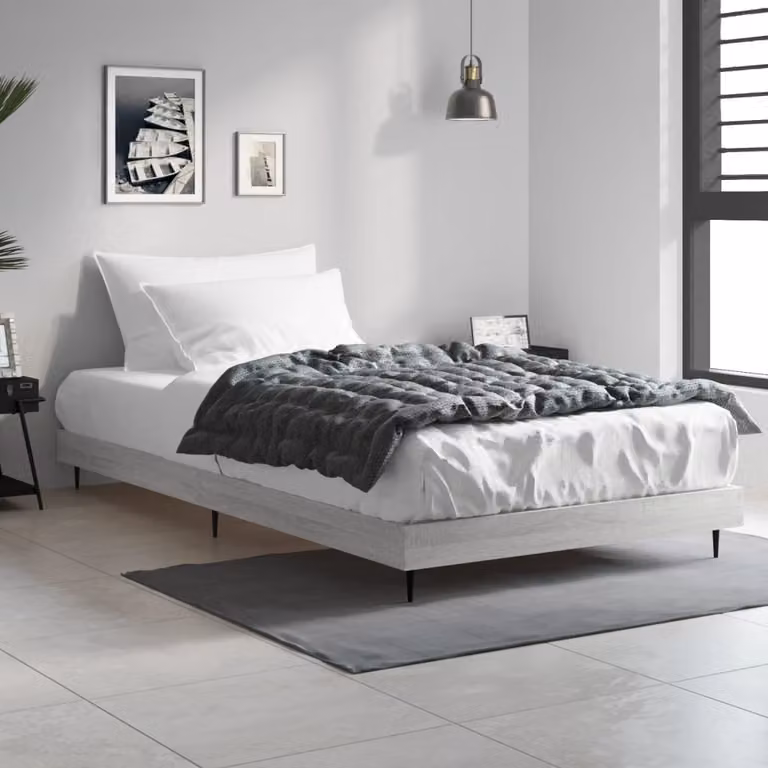 vidaXL Giroletto Moderno in Legno e Metallo Grigio e Bianco, L/P/H: 90 x 190 x 20 cm