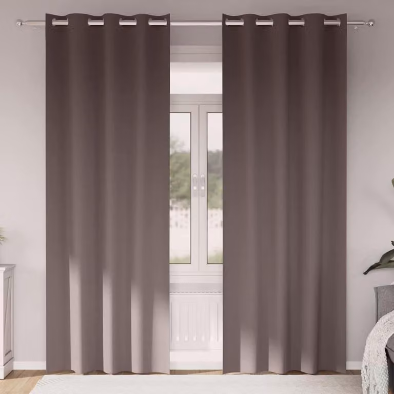 Tende Blackout con Anelli 2 pcs Marrone Scuro 225 x 140 cm