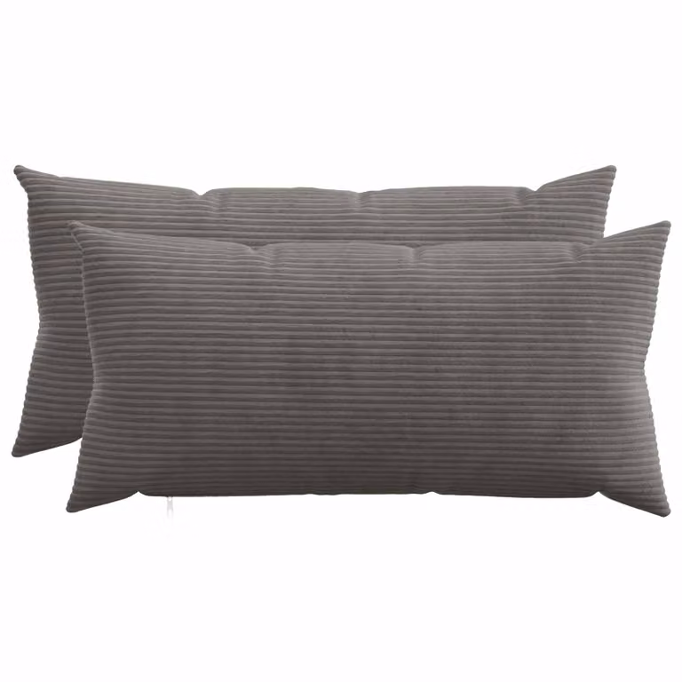 Set di 2 federe vidaXL HEERLEN in velluto a coste, Grigio Scuro, L 40 cm x P 70 cm