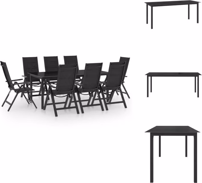 vidaXL Set da pranzo da giardino 9 pezzi in alluminio antracite - Set di mobili da giardino