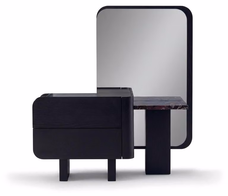 Comò da trucco moderno, design colore nero, elegante, nuovo