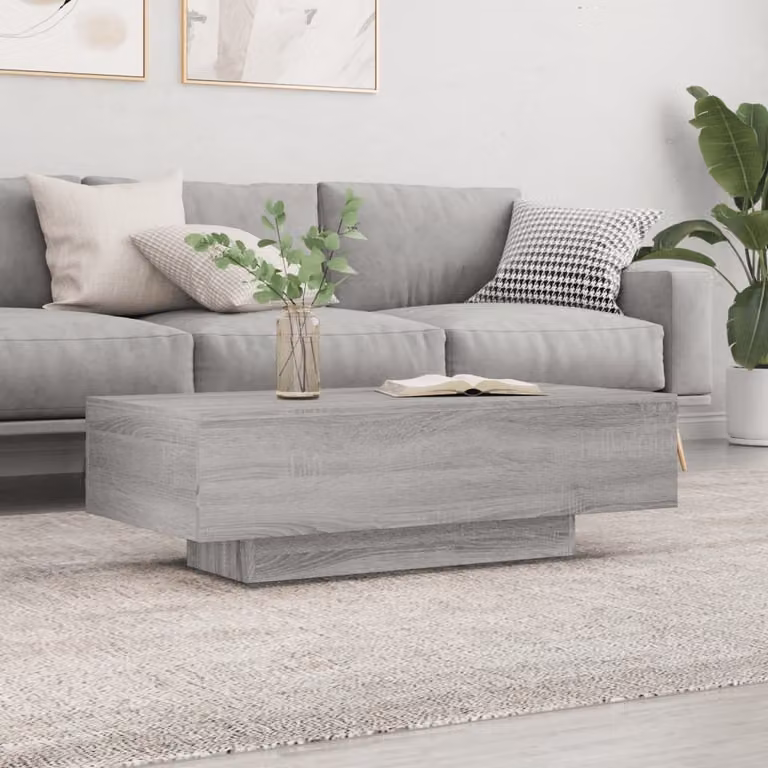 The Living Store Tavolino Grey Sonoma 100x49,5x31 cm Materiale a base di legno