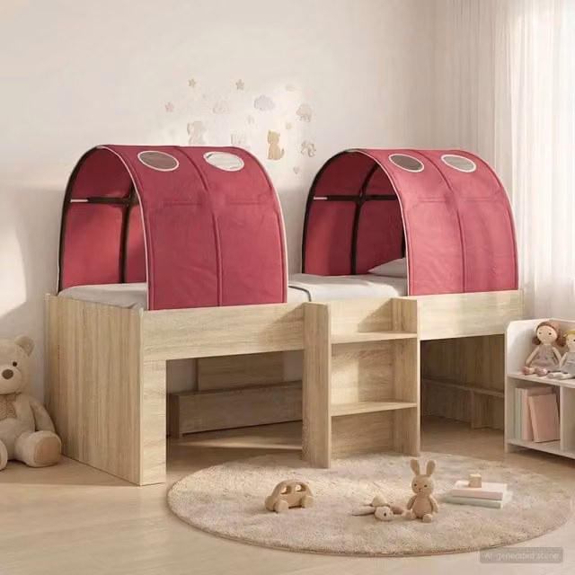 Letto con Tunnel 3 pz Rovere Sonoma e Rosso 3423567