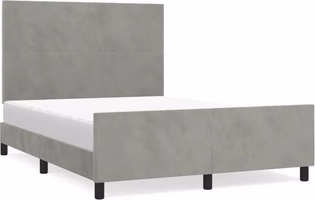 Letto matrimoniale | Letto per adulti | Giroletto senza Materasso Grigio Chiaro 140x200 cm Velluto