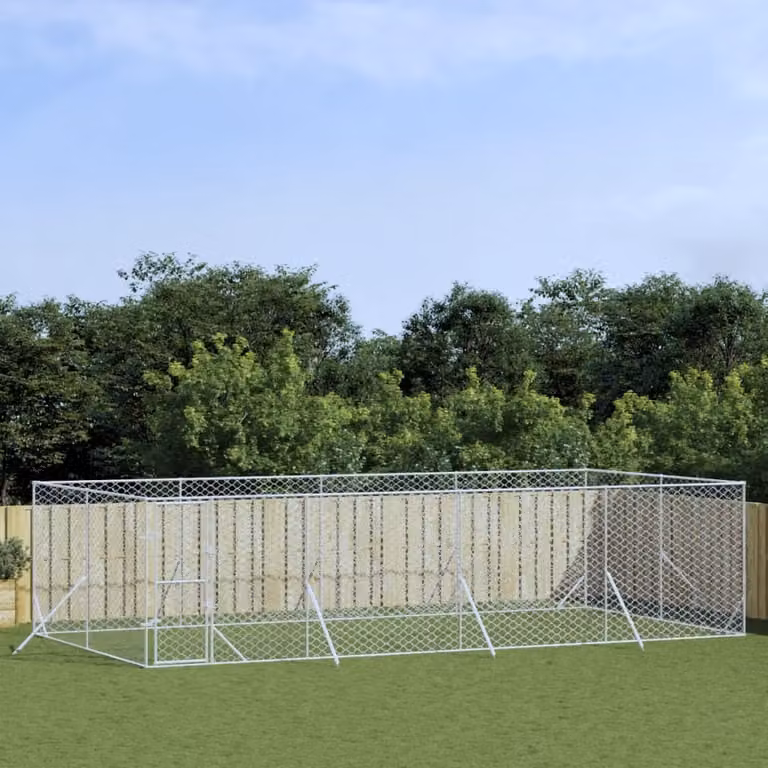The Living Store Cuccia per cani da esterno Silver 8x4x2 m Acciaio zincato