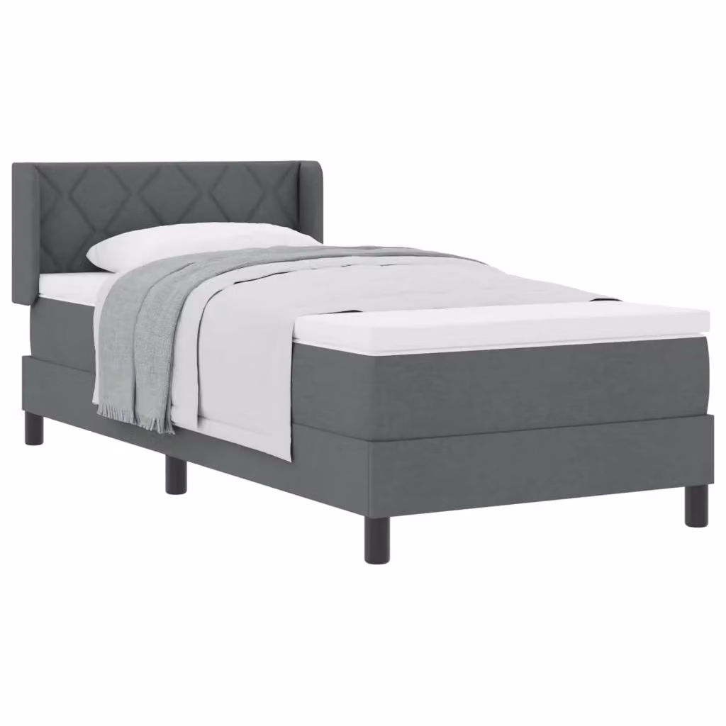 Letto a molle con testiera vidaXL in tessuto grigio, L/P: 90 x 190 cm – 2