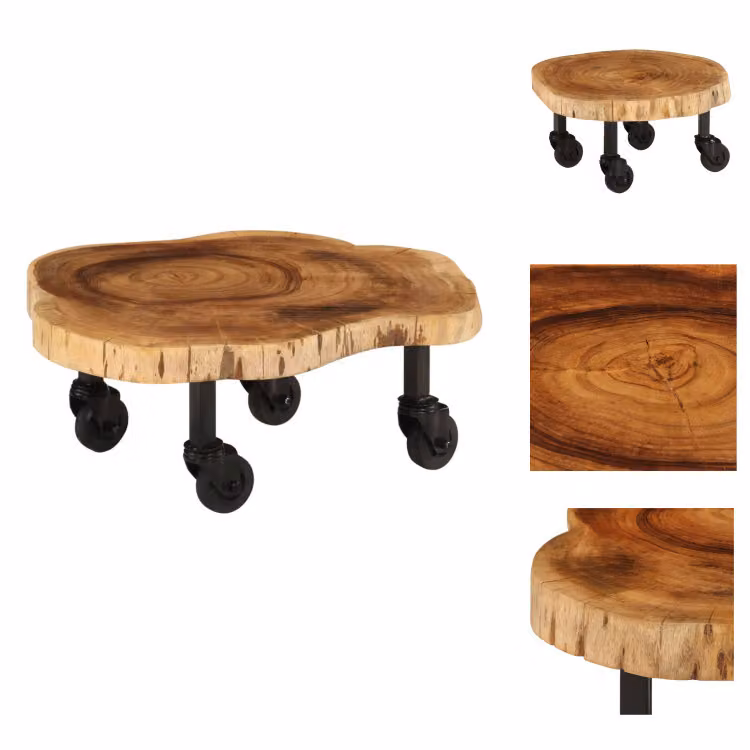 vidaXL Tavolino in legno massiccio di acacia 60 x 55 x 25 cm - Tavolini da caffè