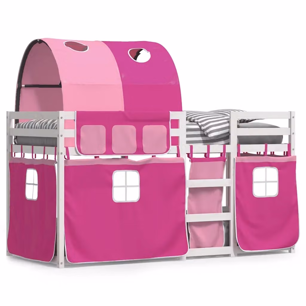 Letto a Castello per Bambini vidaXL in Legno di Pino Rosa e Bianco 80x200 cm – 2