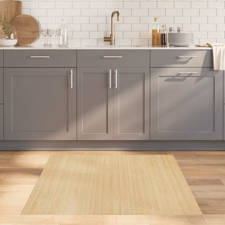 Tappeto Quadrato vidaXL in Bambù e Polipropilene, Beige, 100 x 100 cm