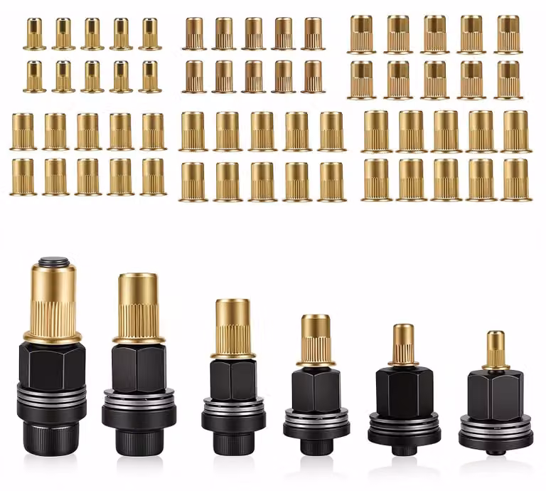 Set di 6 pinze per bulloni, adatte per bulloni da M3 a M10, comprensivo di 60 bulloni