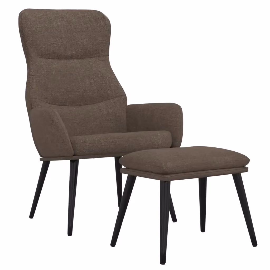 Poltrona Relax con Poggiapiedi vidaXL in Tessuto Beige con Struttura in Metallo e Legno – 2