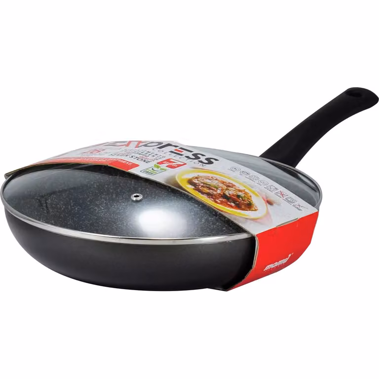 Padella con coperchio in vetro MAMÙ Linea Express non stick in alluminio colore nero diametro: 28 cm