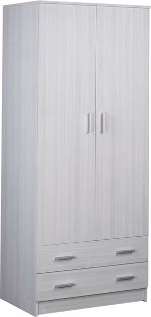 Armadio 2 Ante 2 Cassetti 77x182x52 cm Eucalipto