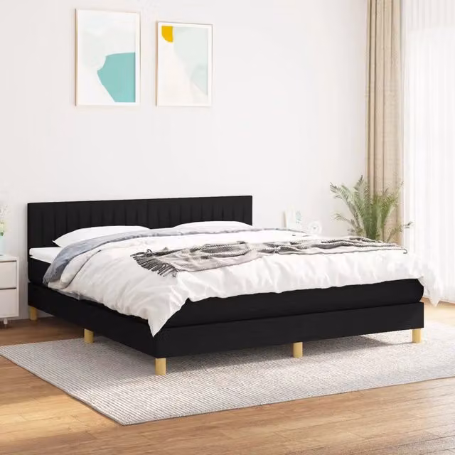 Letto Ibrido con Giroletto a Molle e Materasso vidaXL, Colore Nero e Bianco, L/P: 160 x 200 cm – 1
