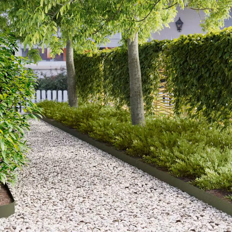 Set di 10 bordure per prato vidaXL in acciaio colore verde oliva, L: 103 cm, H: 10 cm