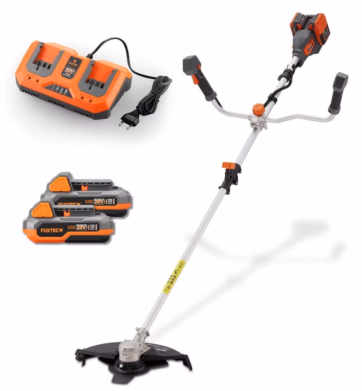 FUXTEC 40V Decespugliatore a batteria FX-E2MSCSET - Tagliabordi a batteria - Larghezza di taglio 35 cm - 2 in 1: tagliabordi e decespugliatore - Sistema a batteria 2x20V