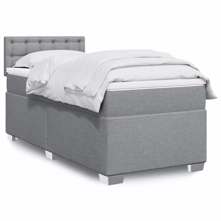 vidaXL Giroletto a Molle Ibrido con Materasso in Tessuto Grigio Chiaro e Bianco L/P/H: 80 x 200 cm