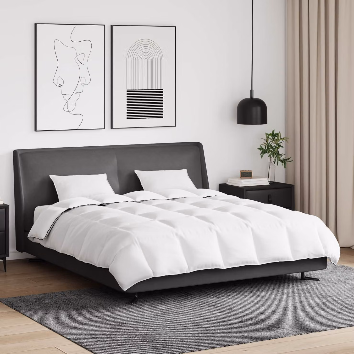 Set di piumone invernale vidaXL con 3 cuscini in bianco piuma d'anatra e cotone L/P/H: 240 x 200 x 240 cm