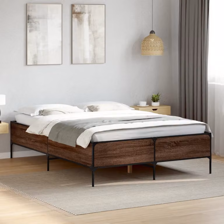 Giroletto vidaXL in legno e metallo color rovere marrone L: 138 cm, P: 193 cm