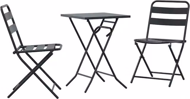 Set Bistro da Giardino 3 pz in Acciaio Inox Antracite con Piano Pieghevole