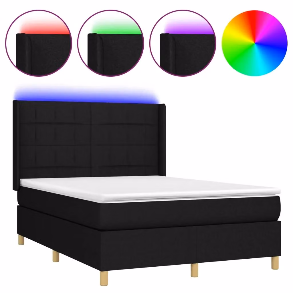 Letto Ibrido vidaXL con Materasso e Illuminazione LED Sotto il Letto, Nero e Bianco, L/P/H: 200 x 140 x 147 cm – 2