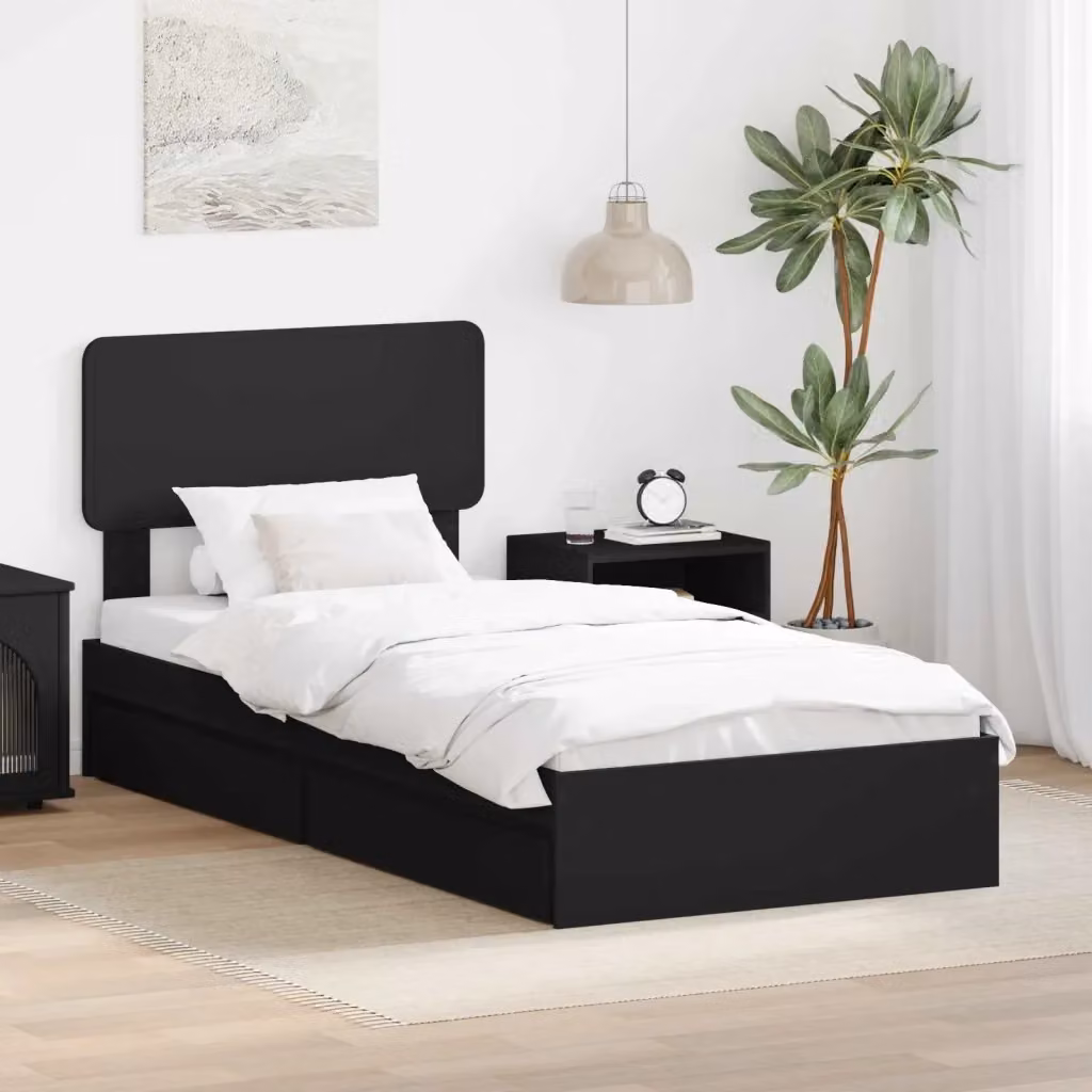 Letto singolo con contenitore e cassetti Design In in legno nero L: 193 cm, P: 90 cm, H: 78 cm – 2