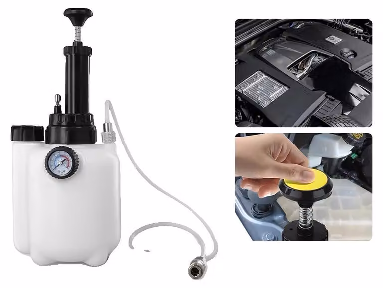 Kit di spurgo del liquido freni, capacità 3 L, sifone da 1 L, adattatore standard E20, plastica resistente, spurgo efficiente del liquido