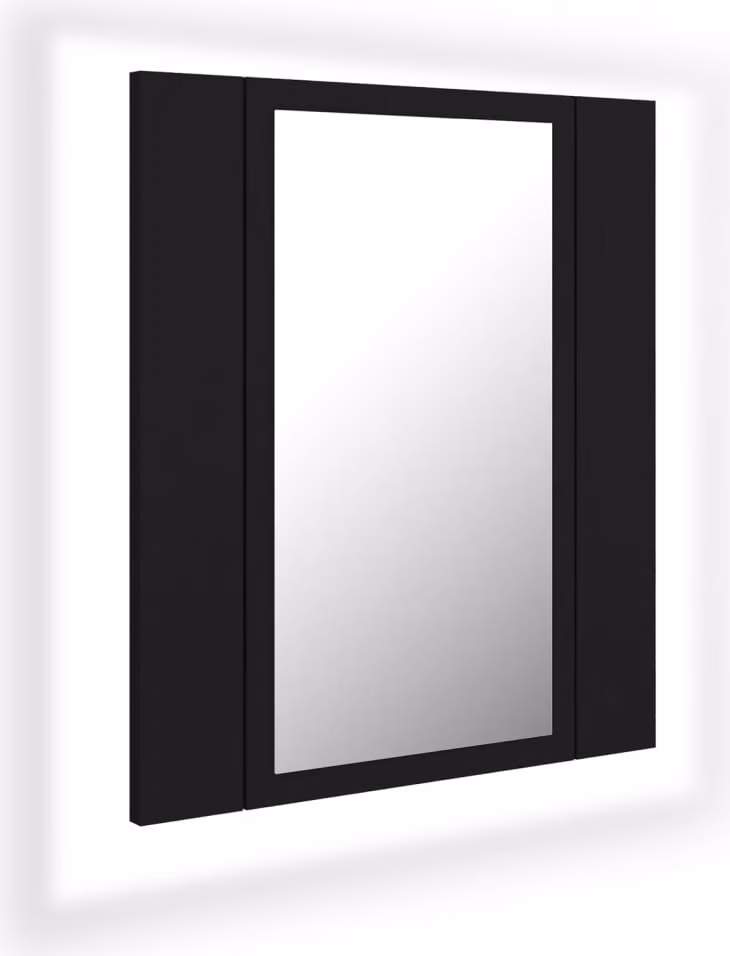 Armadietto a Specchio con Luci LED Nero 40x12x45 cm in Acrilico