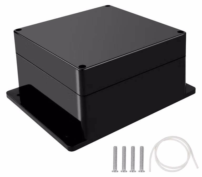 Scatola di connessione, nera, impermeabile, grado di protezione IP65; scatola di derivazione, nera; scatola di connessione in ABS, alloggiamento in plastica, elettronica, contenitore, scatola di derivazione, per esterni, impermeabile