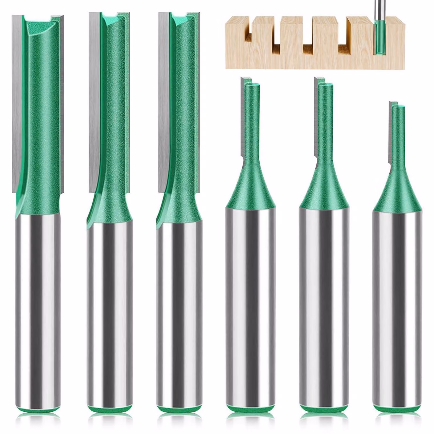 Set di frese per legno, 6 pezzi, attacco da 8 mm, per fresatrici, con diametri da 3 a 8 mm