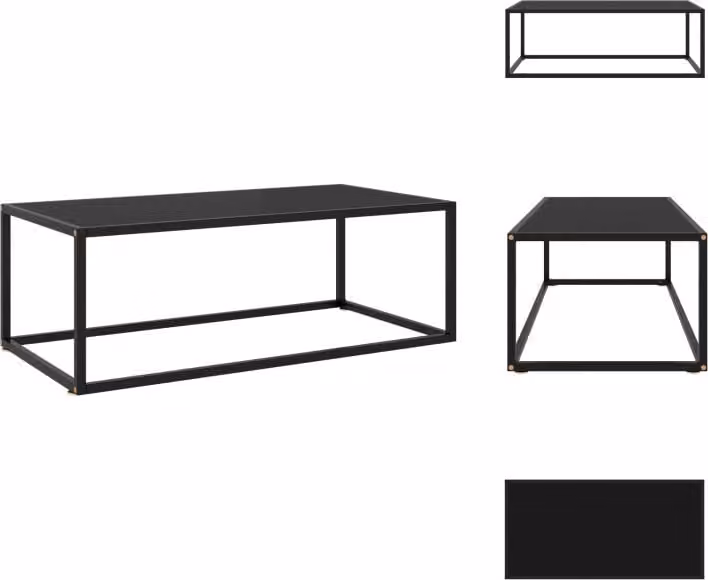 vidaXL Tavolino nero con vetro nero 100x50x35 cm - Tavolini da caffè