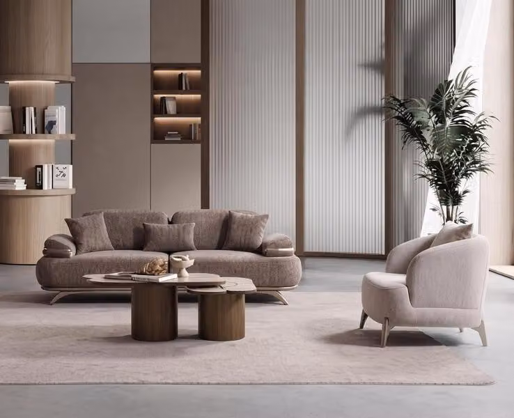 Sofa Set Sofa Sessel weich bequem schön modern grau