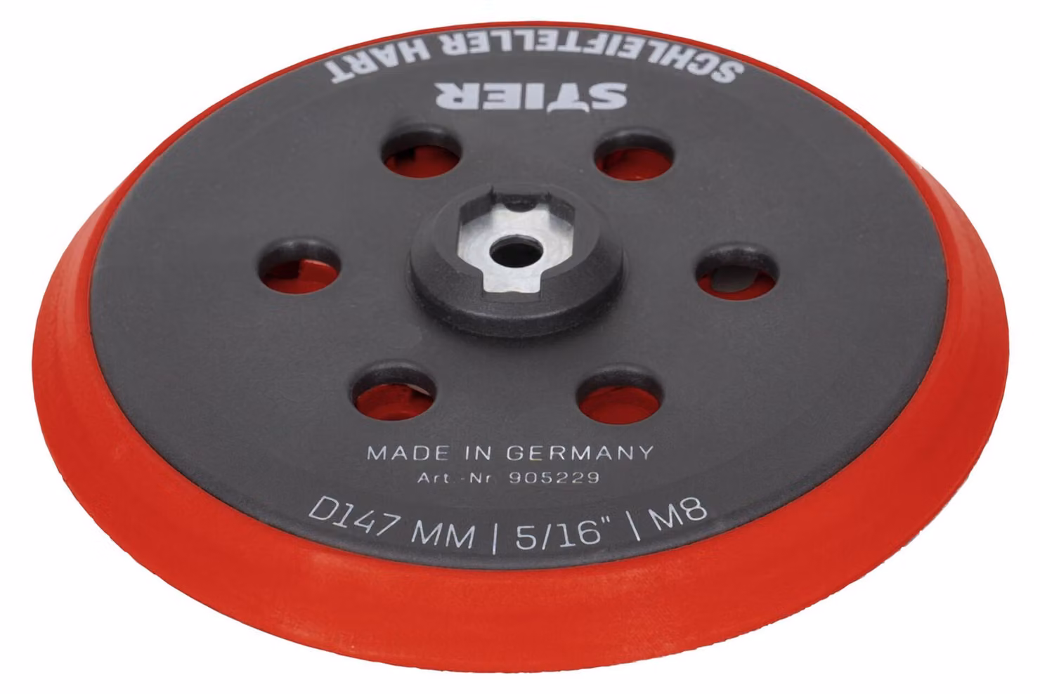 STIER Platorello di levigatura Platorello di supporto duro D147mm 5/16" M8 per levigatrice eccentrica, 150 mm, con velcro